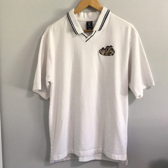 Warner Brothers Mens Polo Shirt, Size L, Colour White with Tasmanian Dev… - Picture 2 of 8
